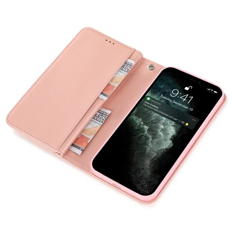 For iPhone 12 Pro Max Cell Phone Case with Strap 9 Card Holder PU Leather Cover