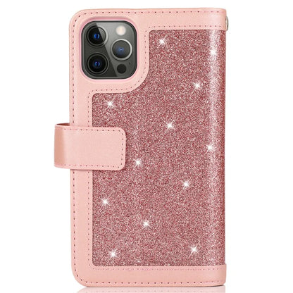 For iPhone 12 Pro Max Cell Phone Case with Strap 9 Card Holder PU Leather Cover