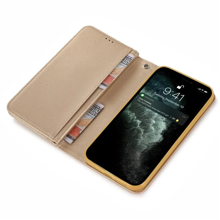 For iPhone 12 Pro Max Cell Phone Case with Strap 9 Card Holder PU Leather Cover