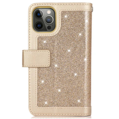 For iPhone 12 Pro Max Cell Phone Case with Strap 9 Card Holder PU Leather Cover