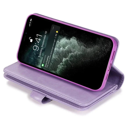 For iPhone 12 Pro Max Cell Phone Case with Strap 9 Card Holder PU Leather Cover
