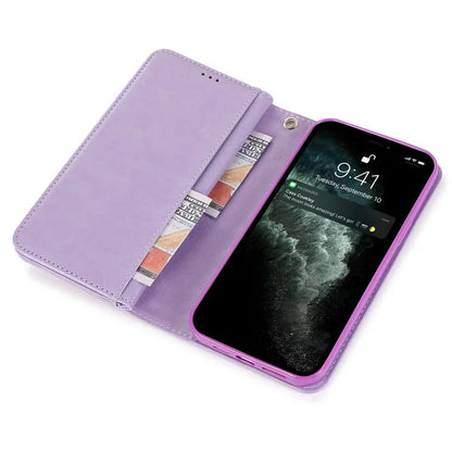 For iPhone 12 Pro Max Cell Phone Case with Strap 9 Card Holder PU Leather Cover