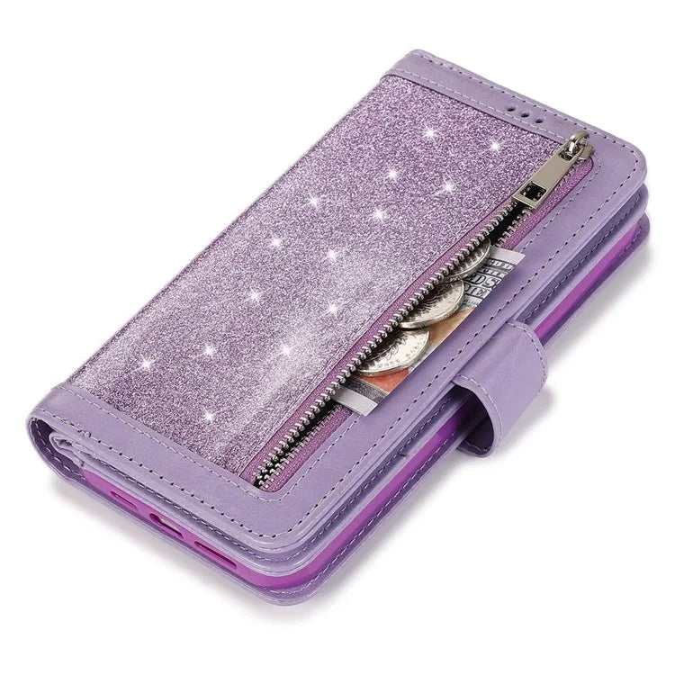 For iPhone 12 Pro Max Cell Phone Case with Strap 9 Card Holder PU Leather Cover