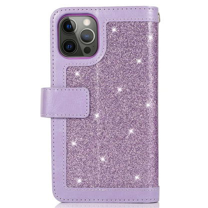 For iPhone 12 Pro Max Cell Phone Case with Strap 9 Card Holder PU Leather Cover