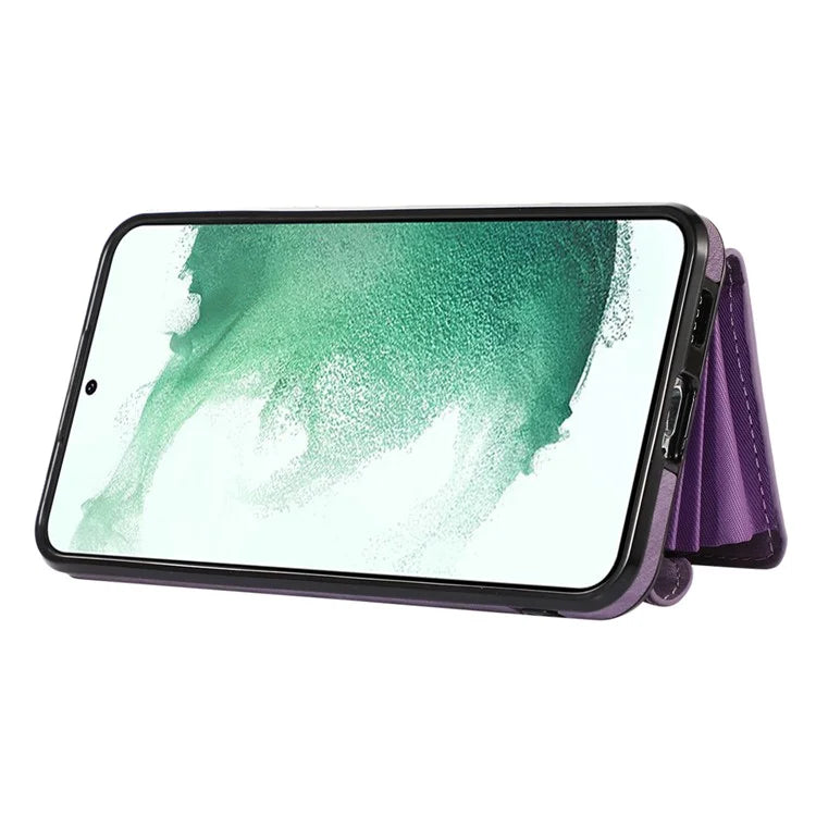For Samsung Galaxy S21+ 5G Case PU+TPU Card Bag Cell Phone Case with 2 Straps