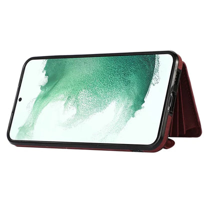 For Samsung Galaxy S21 5G Shockproof Case PU+TPU Card Bag Cell Phone Case with 2 Straps
