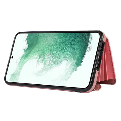For Samsung Galaxy S21 5G Shockproof Case PU+TPU Card Bag Cell Phone Case with 2 Straps