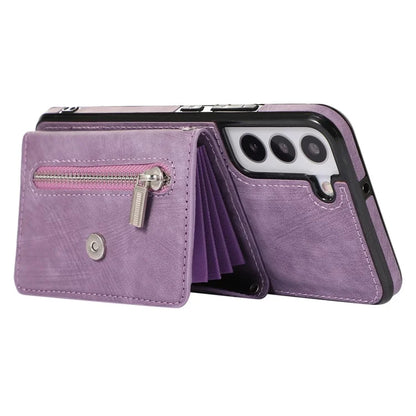 For Samsung Galaxy S21 5G Shockproof Case PU+TPU Card Bag Cell Phone Case with 2 Straps