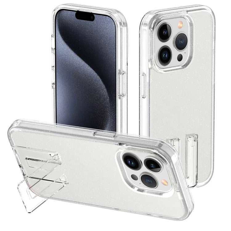 For iPhone 15 Pro Max Case Anti-scratch Protective Cover with Hidden Kickstand