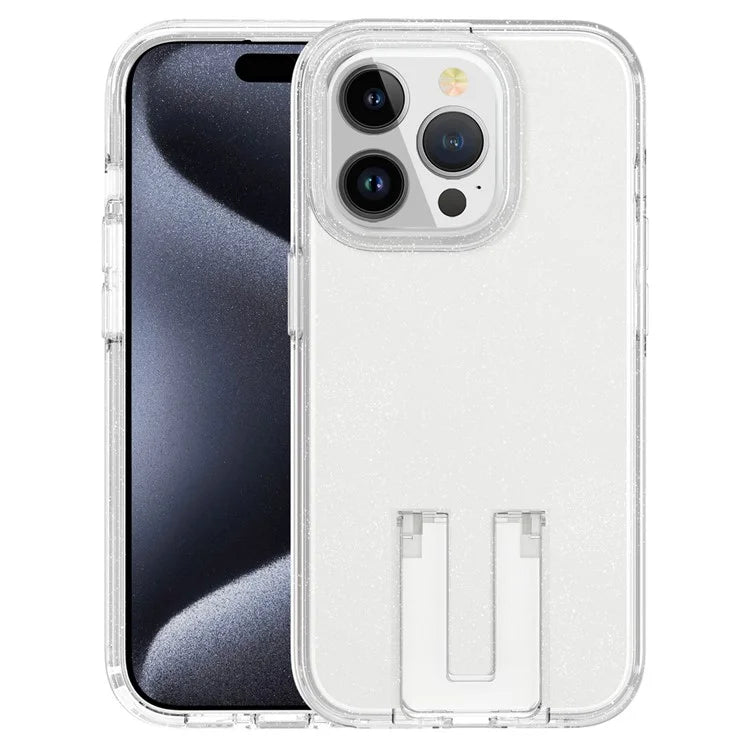 For iPhone 15 Pro Max Case Anti-scratch Protective Cover with Hidden Kickstand