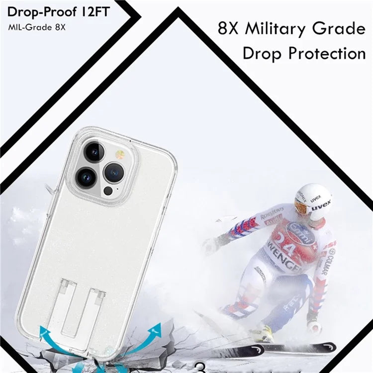 For iPhone 15 Pro Max Case Anti-scratch Protective Cover with Hidden Kickstand