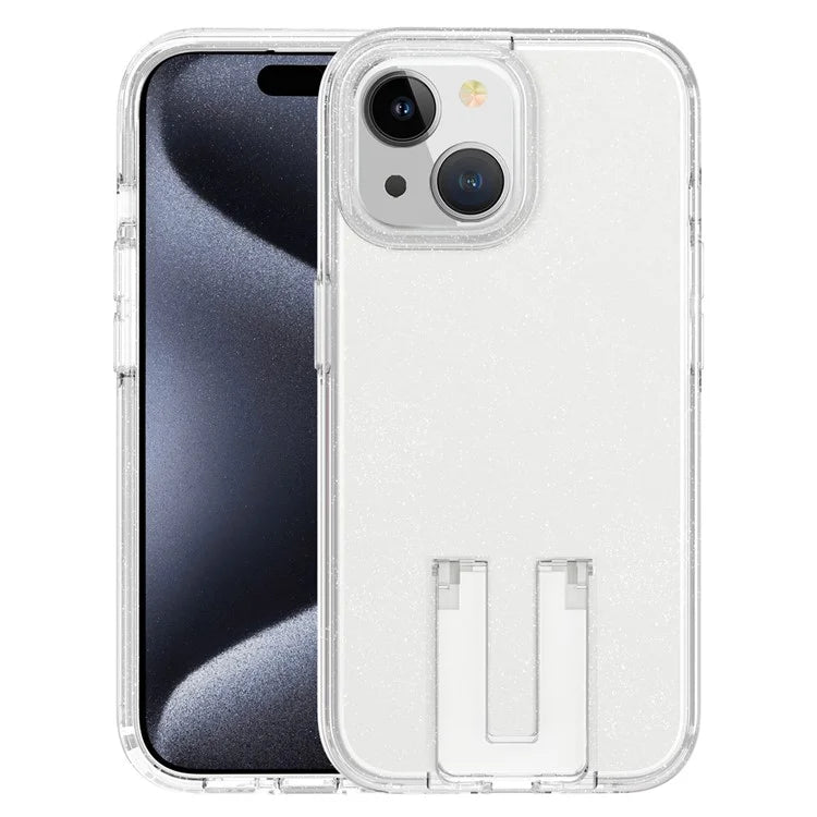 For iPhone 15 Case Shockproof TPU+PC Kickstand Phone Cover