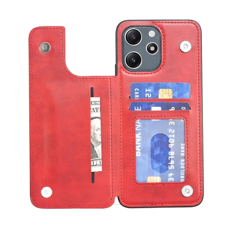 For Xiaomi Redmi 12 4G / 12 5G (Global) Case Kickstand PU+TPU Cell Phone Cover with Card Holder