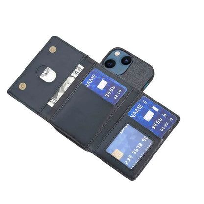 For iPhone 15 Plus Split-Design Wallet Case Jeans Cloth Phone Cover