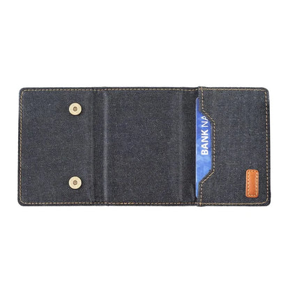 For iPhone 15 Plus Split-Design Wallet Case Jeans Cloth Phone Cover