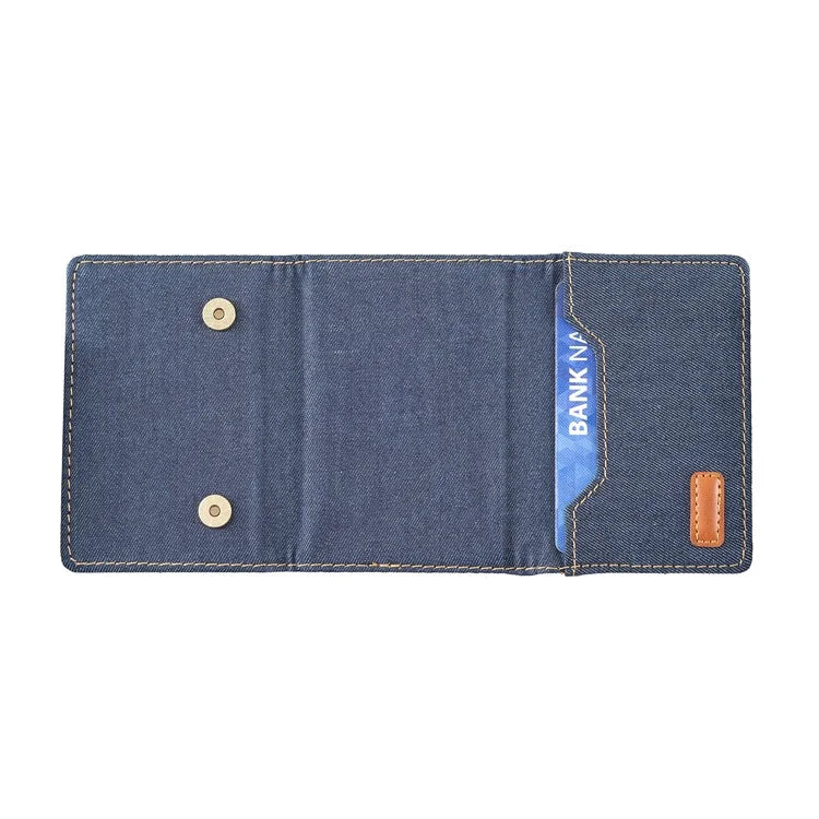 For iPhone 15 Plus Split-Design Wallet Case Jeans Cloth Phone Cover