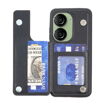 For Asus Zenfone 9 5G / 10 5G Case PU+TPU Kickstand Case Protective Phone Back Cover with Card Slots