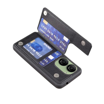 For Asus Zenfone 9 5G / 10 5G Case PU+TPU Kickstand Case Protective Phone Back Cover with Card Slots