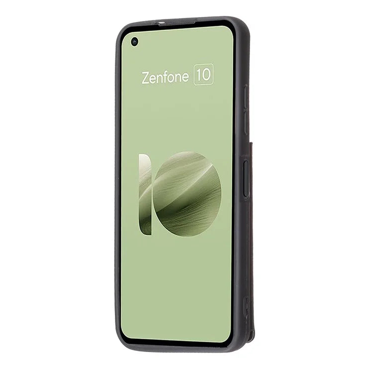 For Asus Zenfone 9 5G / 10 5G Case PU+TPU Kickstand Case Protective Phone Back Cover with Card Slots