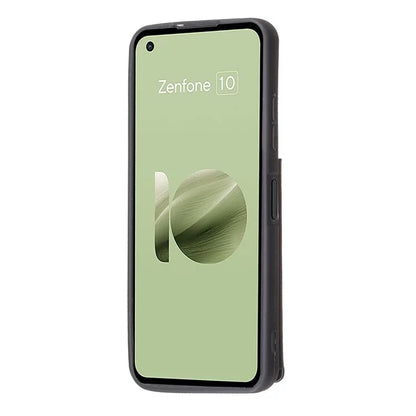 For Asus Zenfone 9 5G / 10 5G Case PU+TPU Kickstand Case Protective Phone Back Cover with Card Slots