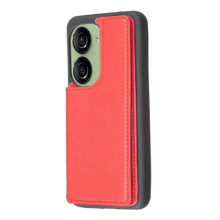 For Asus Zenfone 9 5G / 10 5G Case PU+TPU Kickstand Case Protective Phone Back Cover with Card Slots