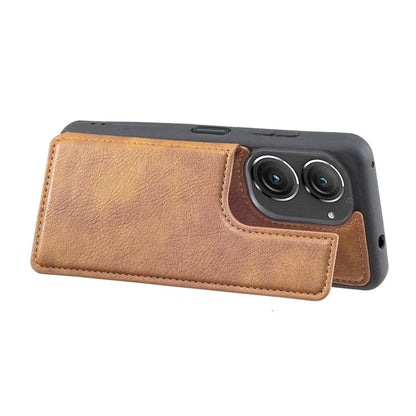 For Asus Zenfone 9 5G / 10 5G Case PU+TPU Kickstand Case Protective Phone Back Cover with Card Slots