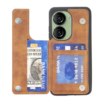 For Asus Zenfone 9 5G / 10 5G Case PU+TPU Kickstand Case Protective Phone Back Cover with Card Slots