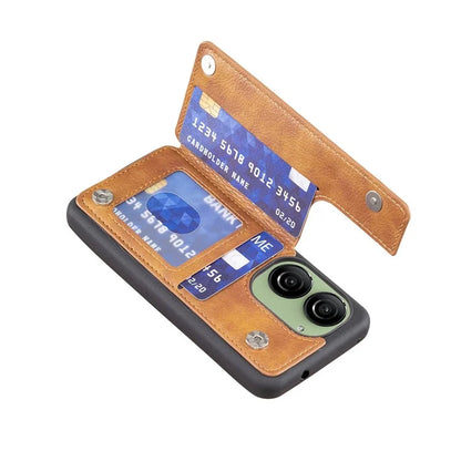 For Asus Zenfone 9 5G / 10 5G Case PU+TPU Kickstand Case Protective Phone Back Cover with Card Slots