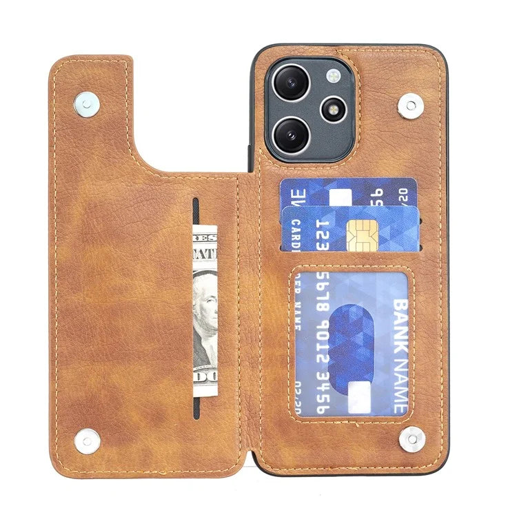 For Xiaomi Redmi 12 4G / 12 5G (Global) Case PU+TPU Protective Case Kickstand Phone Back Cover with Card Slots
