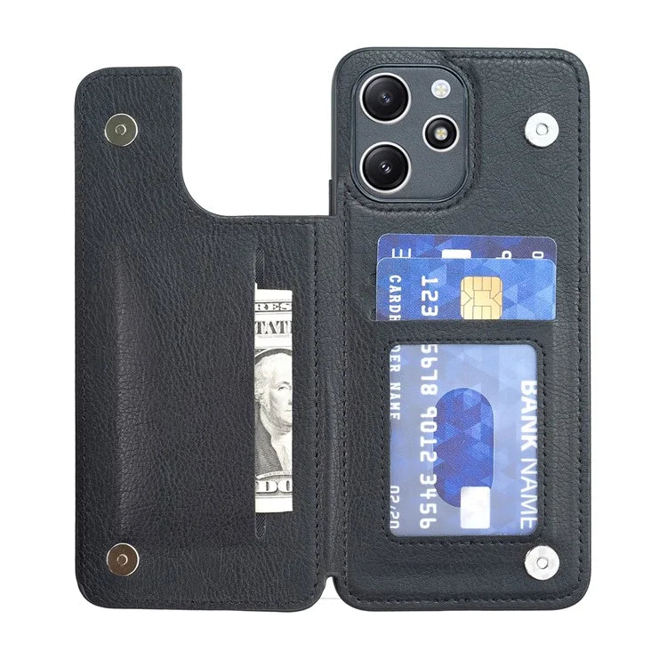 For Xiaomi Redmi 12 4G / 12 5G (Global) Case PU+TPU Protective Case Kickstand Phone Back Cover with Card Slots