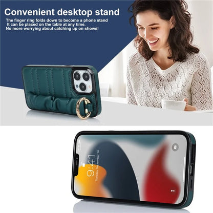 Back Cover for iPhone 12 Pro Max Pleated Wristband PU Leather+TPU Cell Phone Case