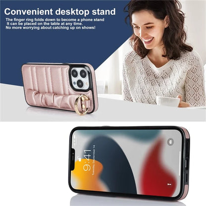 Back Cover for iPhone 12 Pro Max Pleated Wristband PU Leather+TPU Cell Phone Case