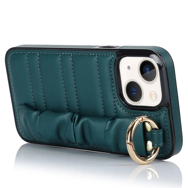 For iPhone 13 mini Cover Ring Kickstand PU Leather+TPU Cell Phone Cases