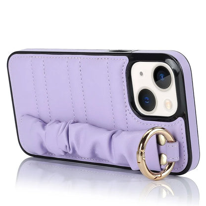 For iPhone 13 mini Cover Ring Kickstand PU Leather+TPU Cell Phone Cases