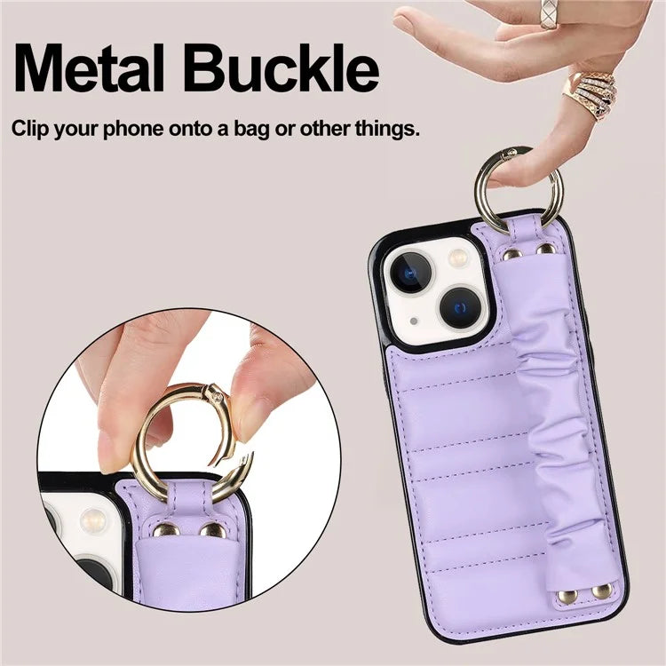 For iPhone 13 mini Cover Ring Kickstand PU Leather+TPU Cell Phone Cases