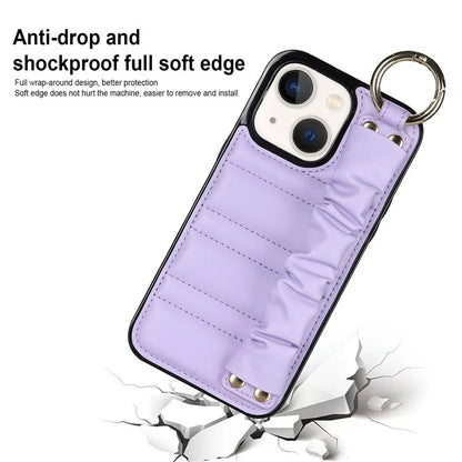For iPhone 13 mini Cover Ring Kickstand PU Leather+TPU Cell Phone Cases