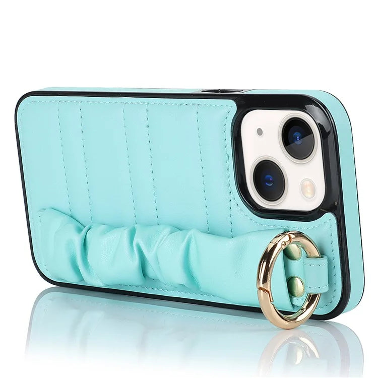 For iPhone 13 mini Cover Ring Kickstand PU Leather+TPU Cell Phone Cases