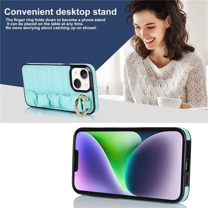For iPhone 13 mini Cover Ring Kickstand PU Leather+TPU Cell Phone Cases