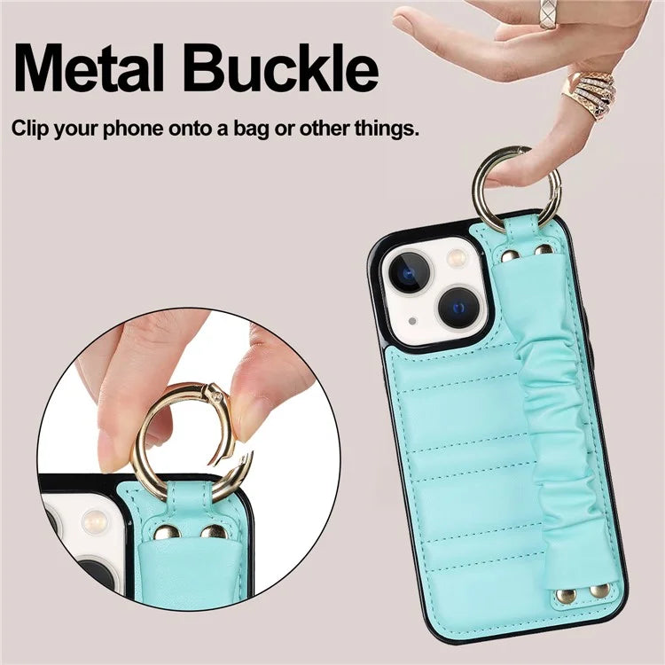 For iPhone 13 mini Cover Ring Kickstand PU Leather+TPU Cell Phone Cases