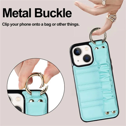 For iPhone 13 mini Cover Ring Kickstand PU Leather+TPU Cell Phone Cases