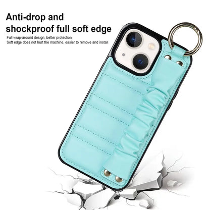 For iPhone 13 mini Cover Ring Kickstand PU Leather+TPU Cell Phone Cases