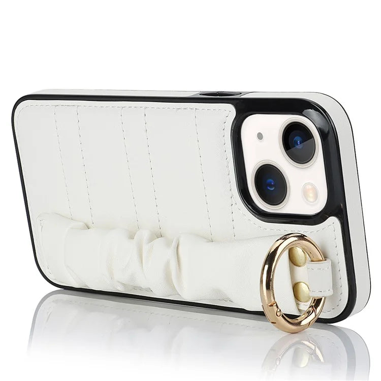 For iPhone 13 mini Cover Ring Kickstand PU Leather+TPU Cell Phone Cases