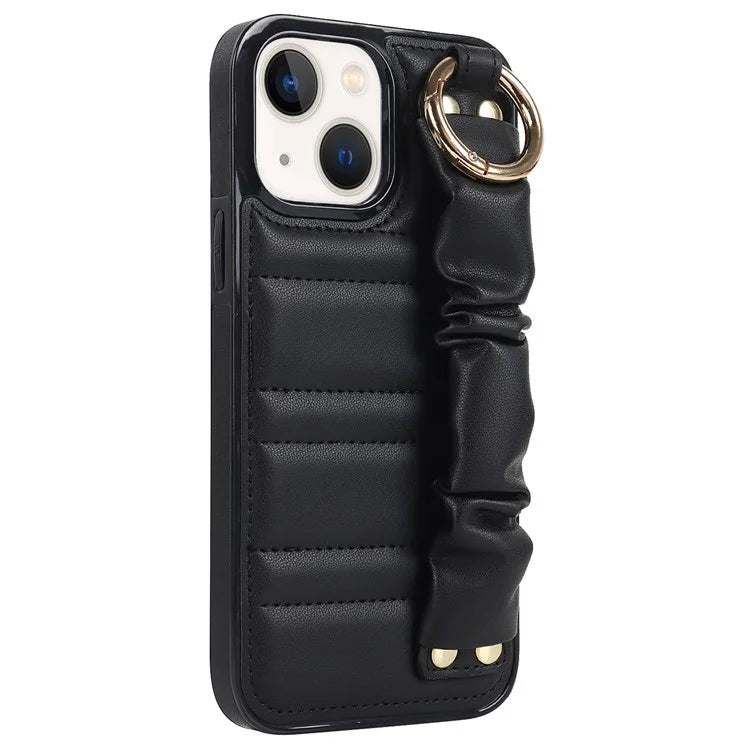 For iPhone 13 mini Cover Ring Kickstand PU Leather+TPU Cell Phone Cases
