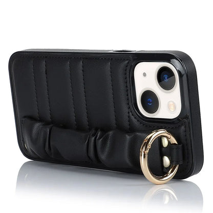 For iPhone 13 mini Cover Ring Kickstand PU Leather+TPU Cell Phone Cases
