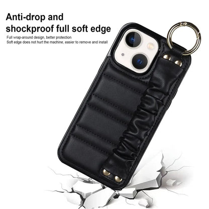 For iPhone 13 mini Cover Ring Kickstand PU Leather+TPU Cell Phone Cases