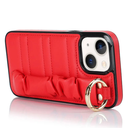For iPhone 13 mini Cover Ring Kickstand PU Leather+TPU Cell Phone Cases