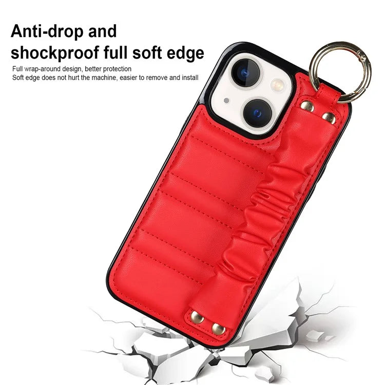 For iPhone 13 mini Cover Ring Kickstand PU Leather+TPU Cell Phone Cases