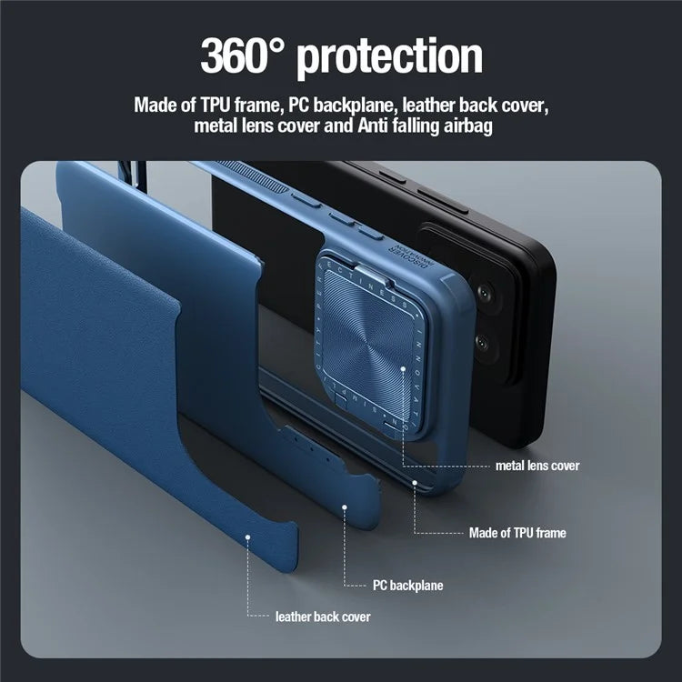 NILLKIN CamShield Prop For Xiaomi 14 Cell Phone Case Anti-drop Leather+PC+TPU Back Cover