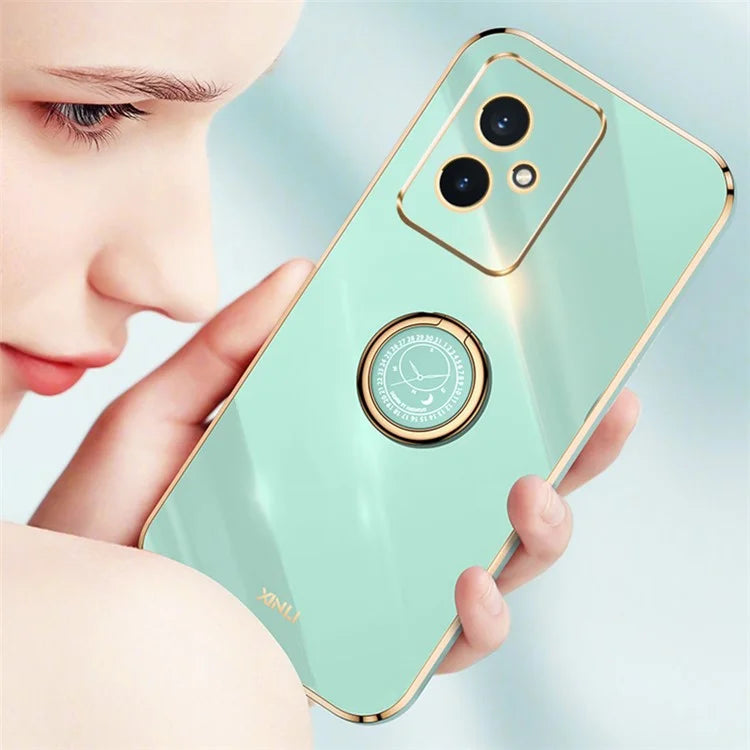 XINLI For Honor 100 5G TPU Electroplating Cover Ring Bracket Phone Case