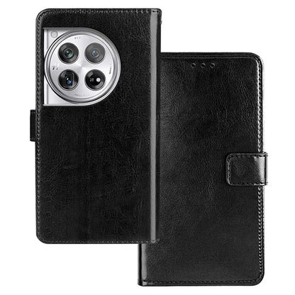IDEWEI For OnePlus 12 5G Leather Wallet Phone Case Crazy Horse Pattern